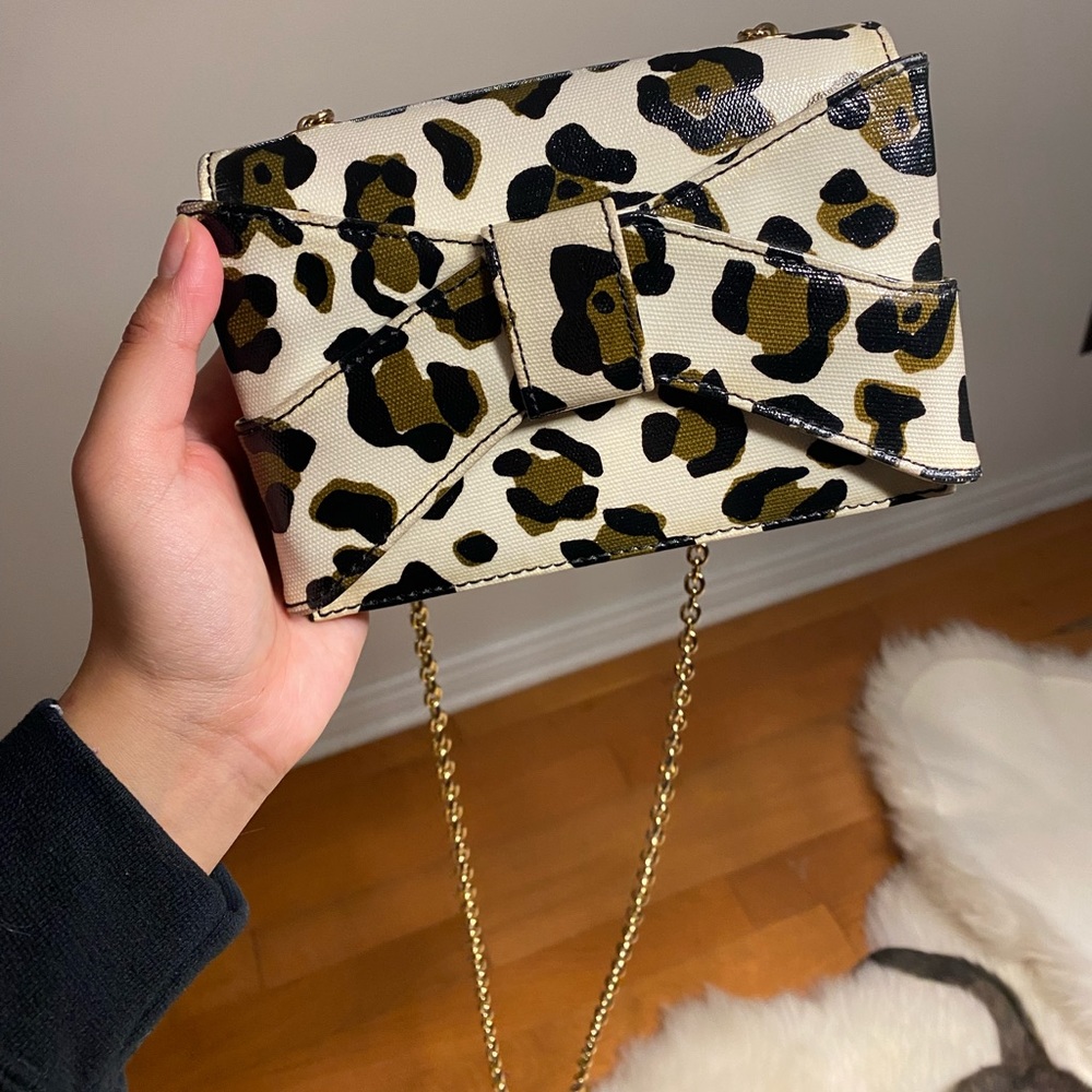 ZAC POSEN LEOPARD-PRINT CANVAS CROSSBODY